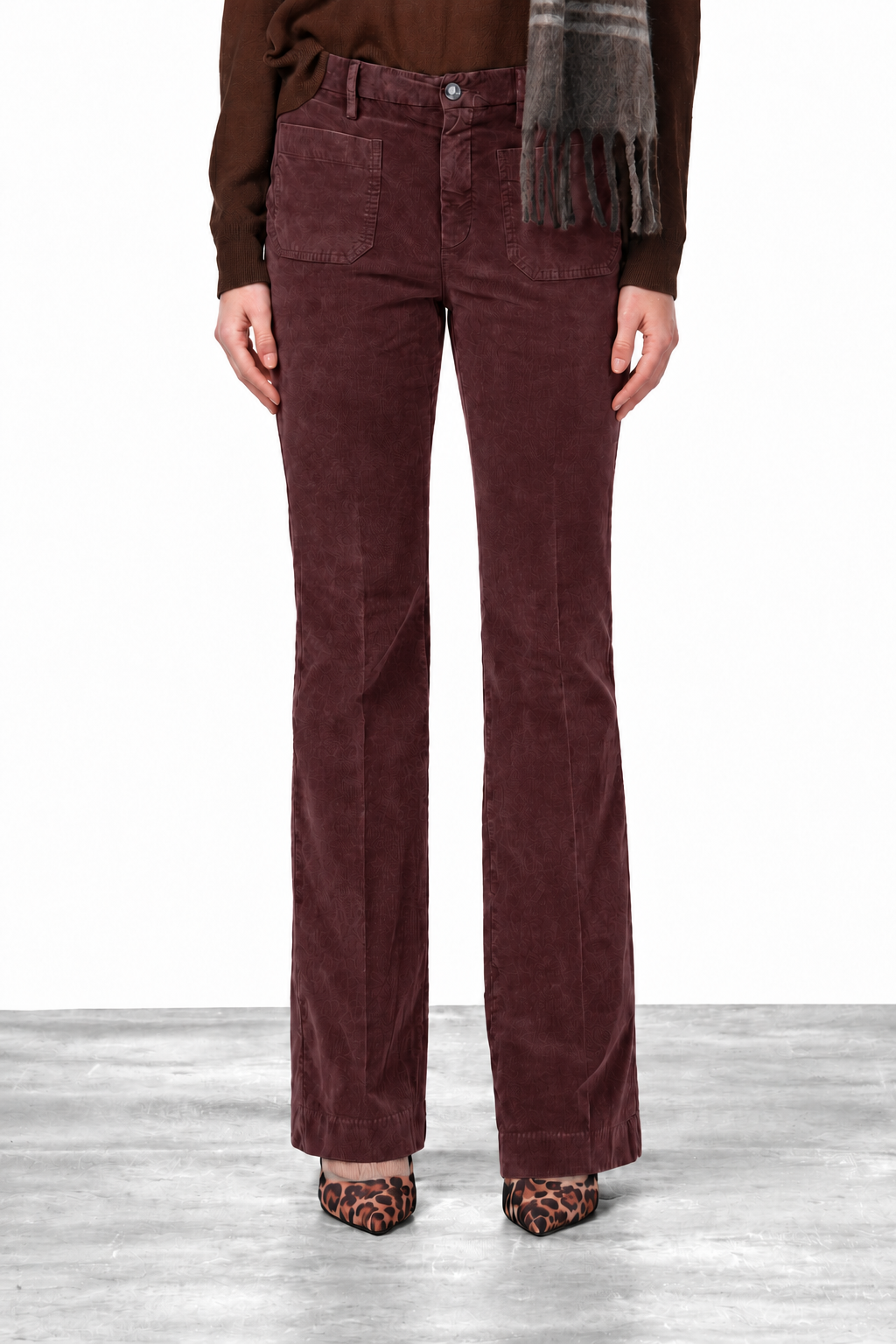 New York Flare pantalone chino donna in velluto 1000 righe slim fit