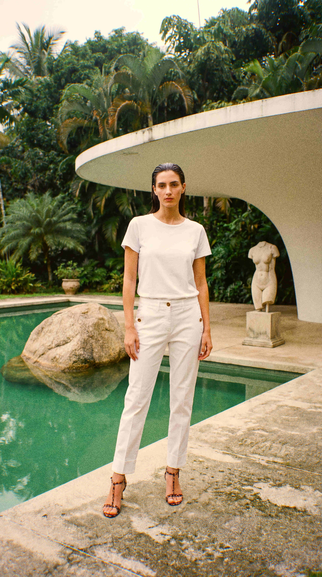 New York Carrot pantalone chino donna in raso stretch carrot fit ①