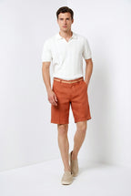 Torino Oxford bermuda chino homme en twill de lin et coton slim fit