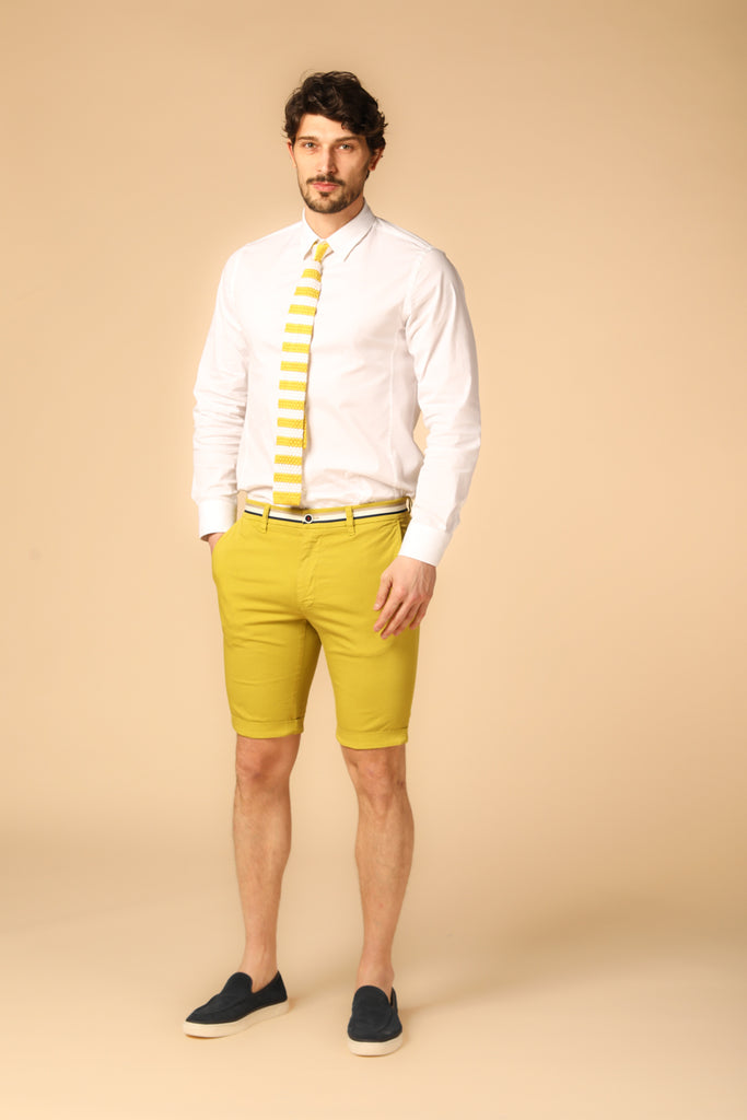 Image 2 of Mason's London Summer model men's chino shorts in lime green, regular fit