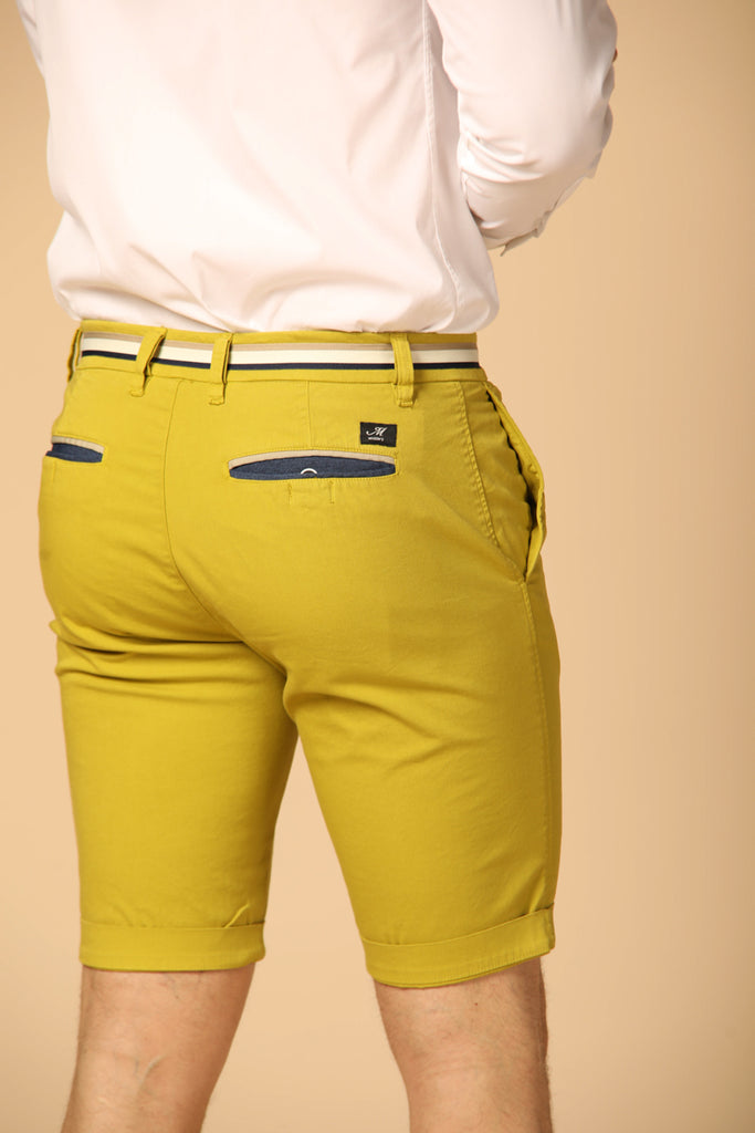 Image 5 of Mason's London Summer model men's chino shorts in lime green, regular fit