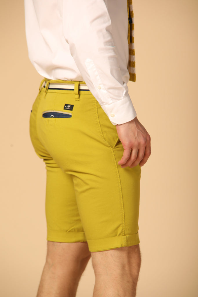 Image 4 of Mason's London Summer model men's chino shorts in lime green, regular fit