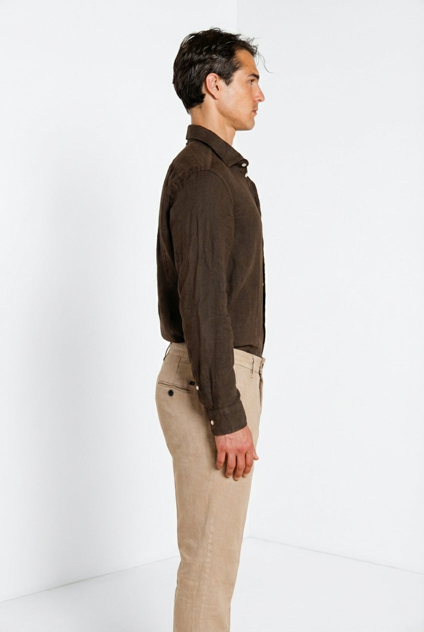 Torino men's shirt in linen canvas ①