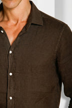 Torino men's shirt in linen canvas ①