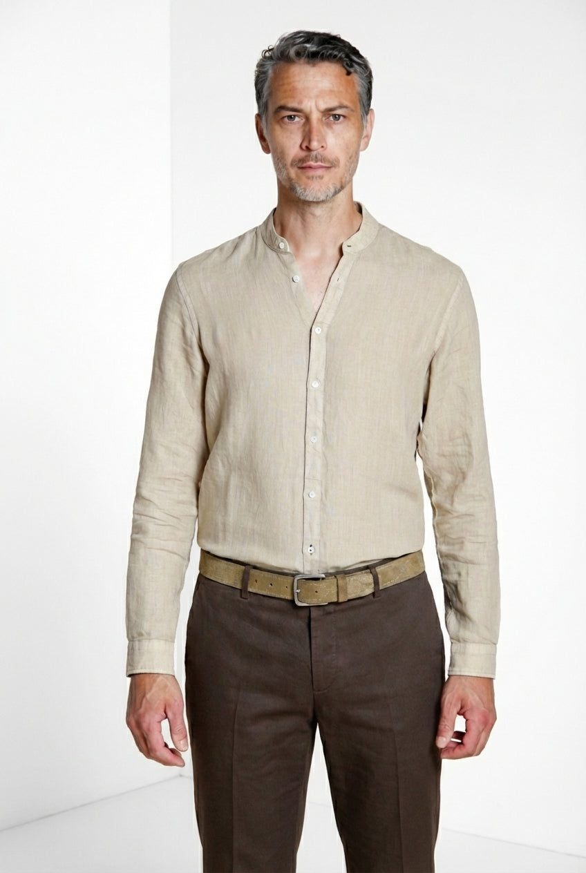 Porto camicia uomo in tela lino ①