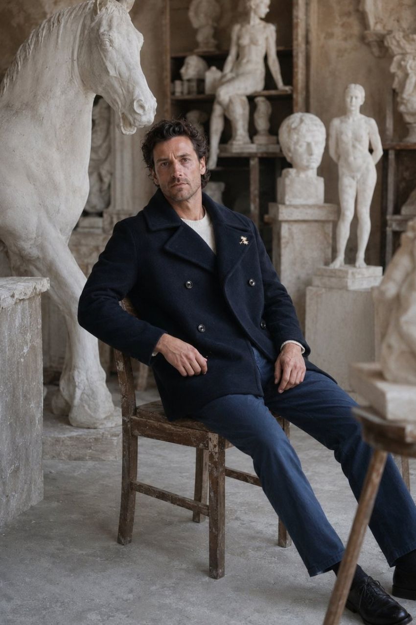 Redford Men's Coat in Wool Fabric