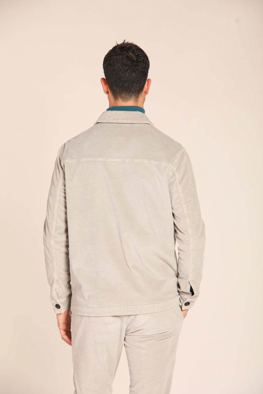 immagine 4 di overshirt uomo modello Steve, in velluto di colore grigio, fit slim di Mason's