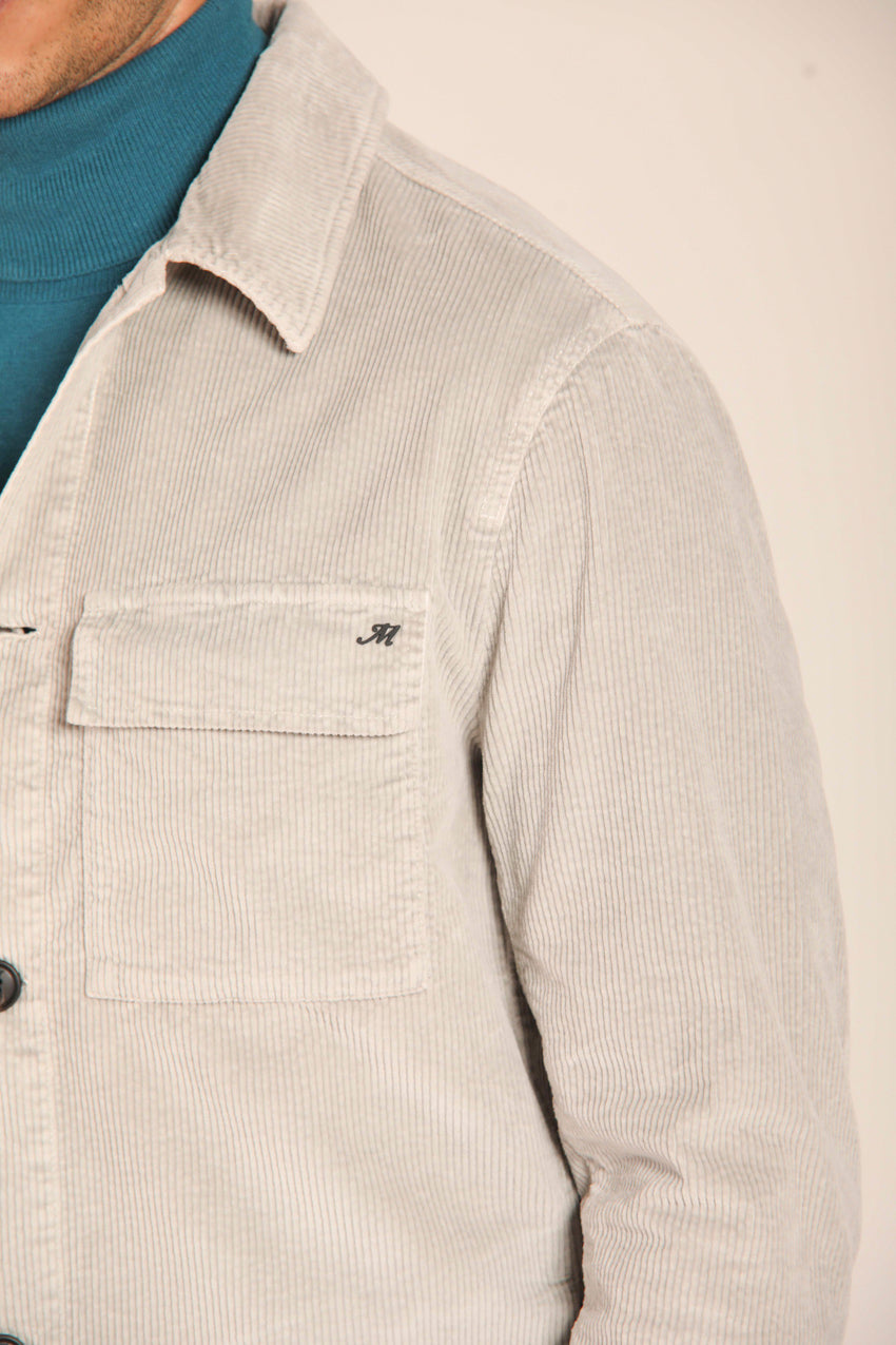 immagine 3 di overshirt uomo modello Steve, in velluto di colore grigio, fit slim di Mason's