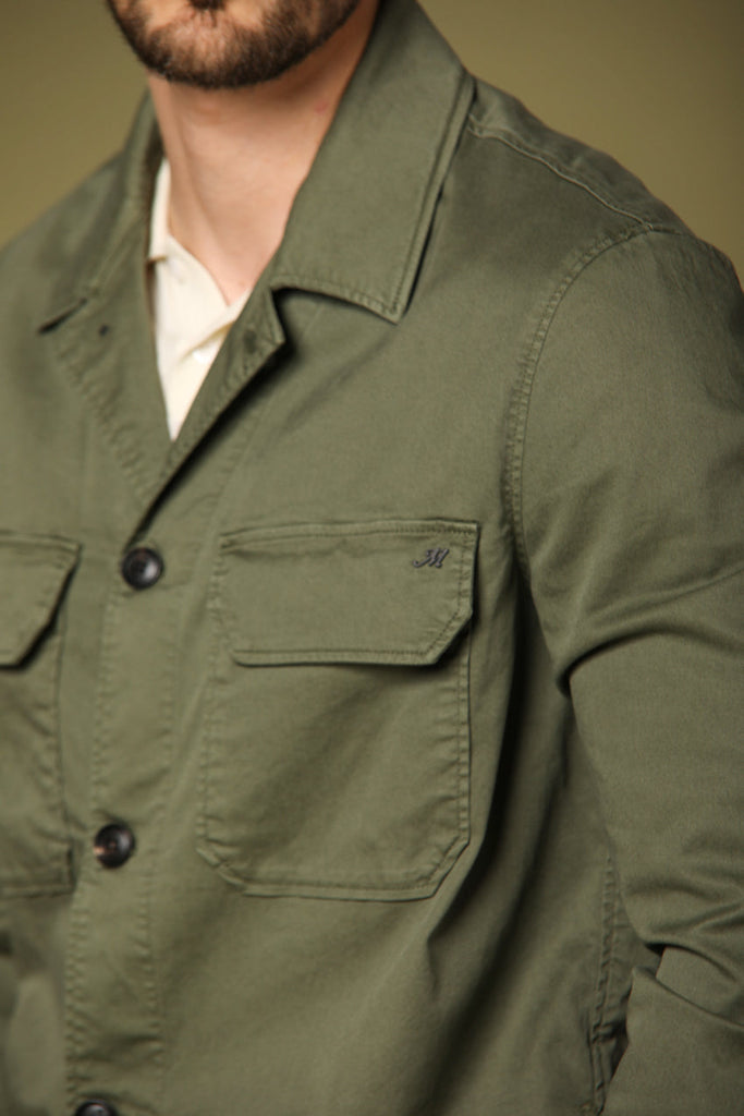 Image 3 of Mason's men's Summer model overshirt jacket in green, regular fit