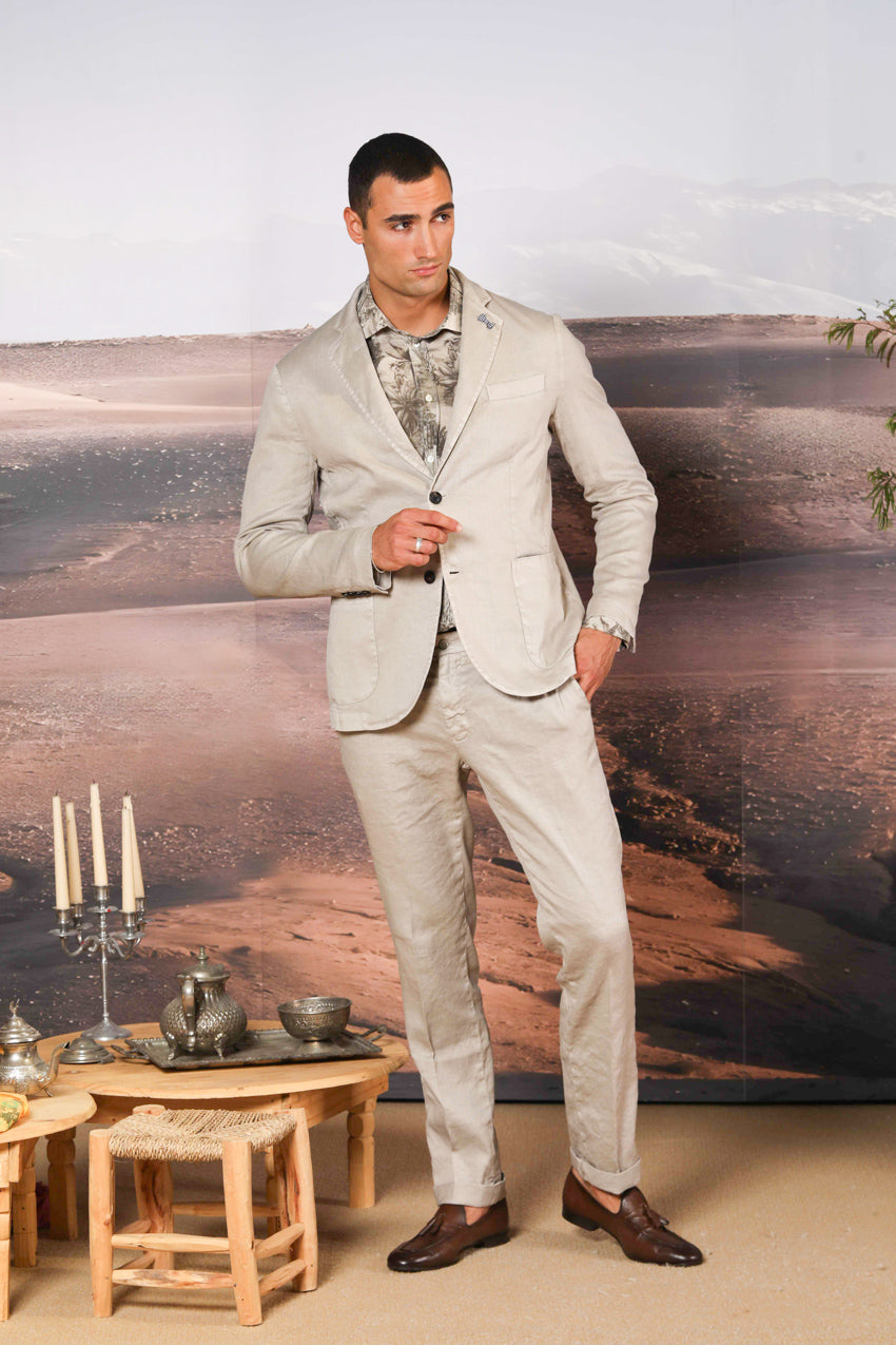 Da Vinci Summer Men's blazer in linen and cotton twill regular fit