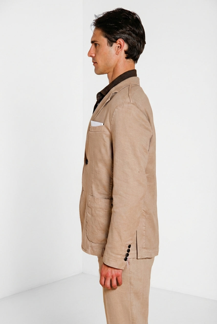 Da Vinci blazer uomo in twill di lino e cotone