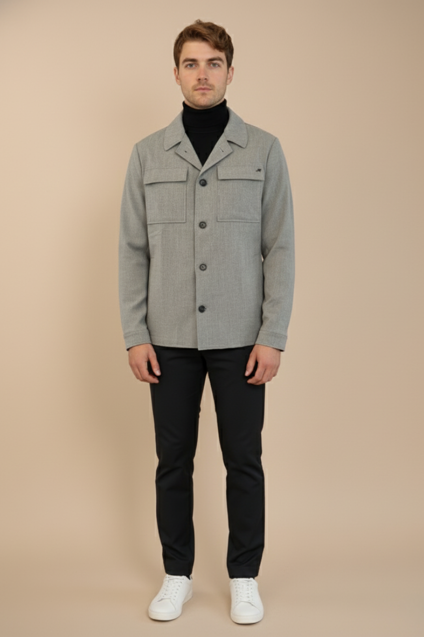 Firenze men’s lined overshirt in solid wool