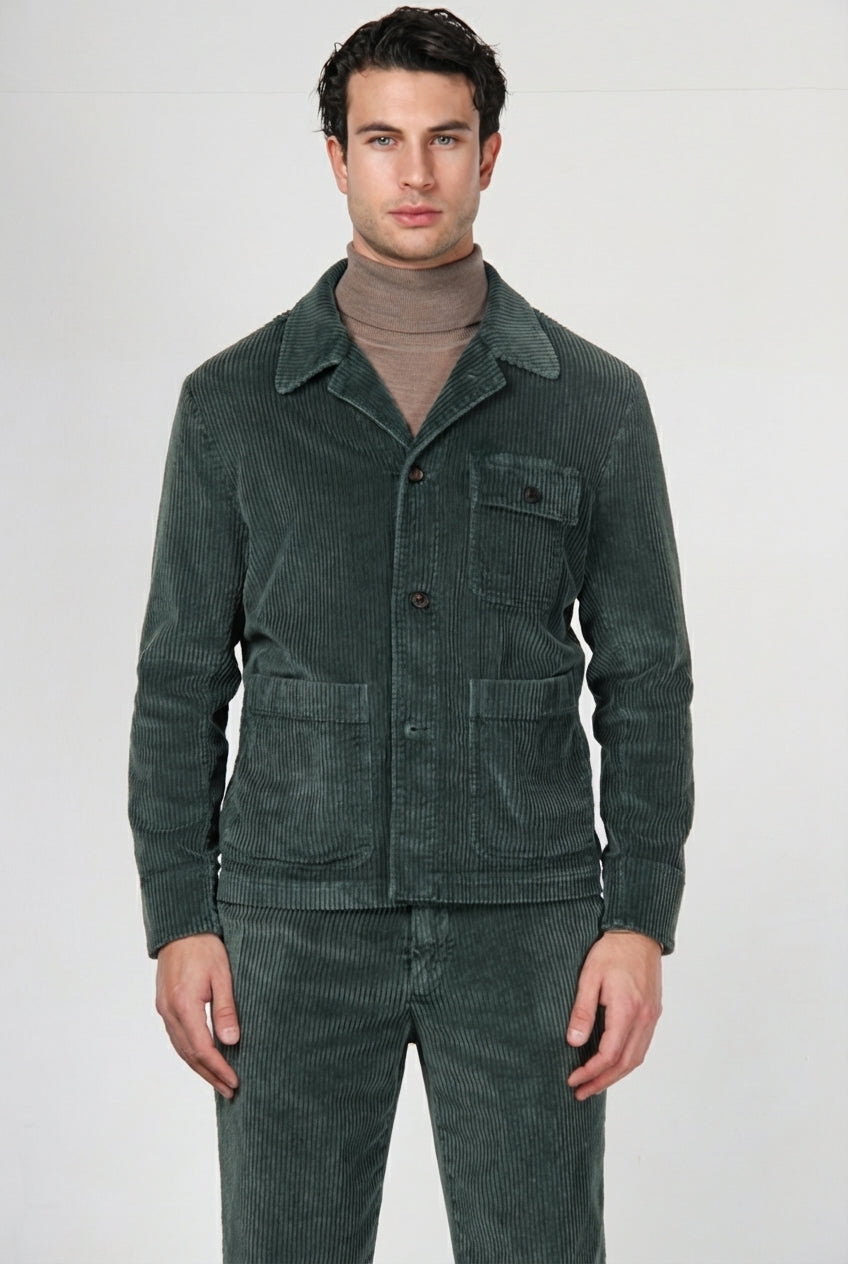 Work Jacket Herren-Overshirt aus breit geripptem Samt