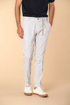 New York 1 Pinces City String pantalon chino homme en seersucker de coton à motif Prince de Galles Regular Fit