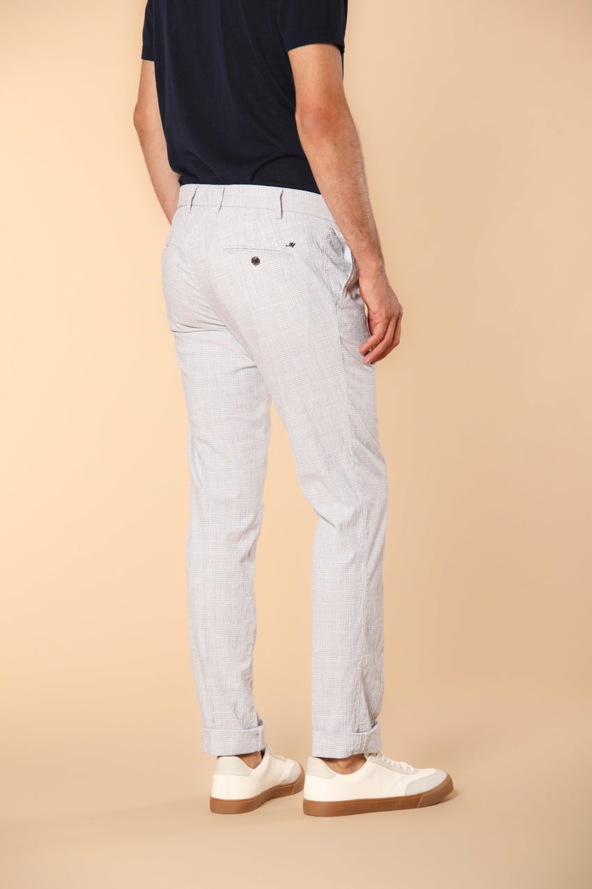 New York 1 Pinces City String pantalon chino homme en seersucker de coton à motif Prince de Galles Regular Fit