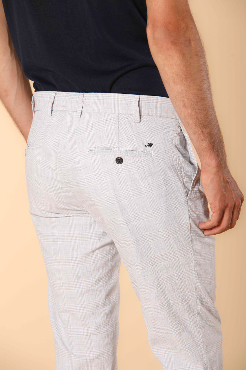 New York 1 Pinces City String pantalon chino homme en seersucker de coton à motif Prince de Galles Regular Fit