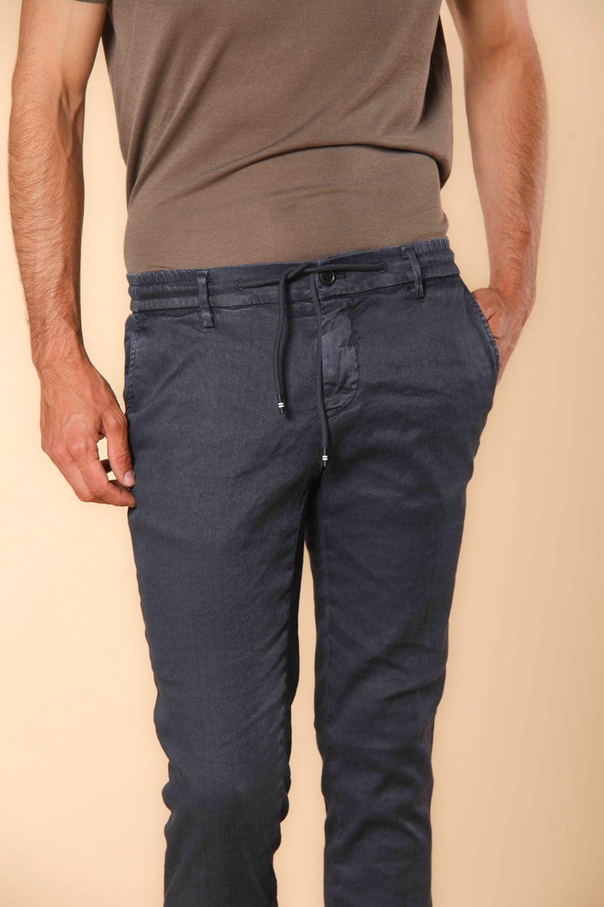 Milano Jogger pantalone uomo in twill di lino e cotone extra-slim fit