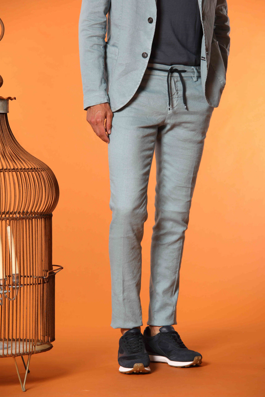 Milano Jogger pantalone uomo in twill di lino e cotone extra slim fit