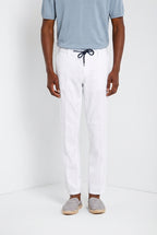 Milano Jogger pantalone chino uomo in twill di lino e cotone extra slim fit