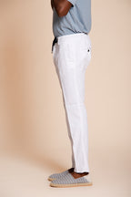 Milano Jogger pantalone chino uomo in twill di lino e cotone extra slim fit