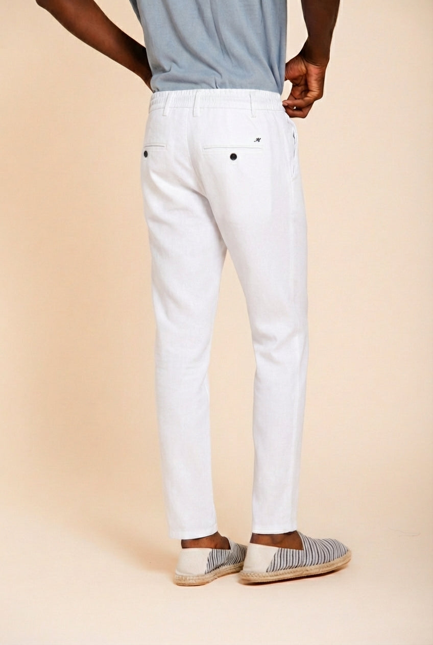 Milano Jogger pantalon chino homme en twill de lin et coton extra slim fit