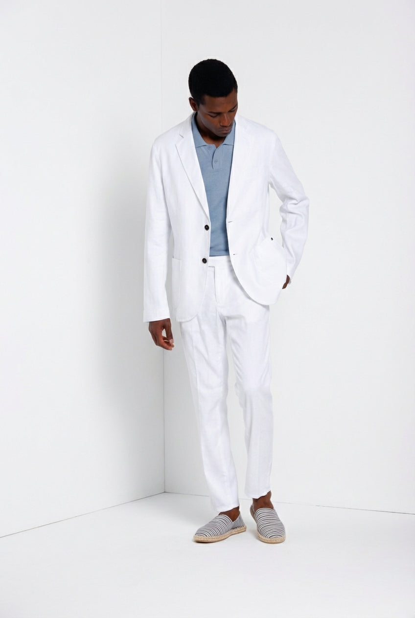 Milano Jogger pantalone chino uomo in twill di lino e cotone extra slim fit