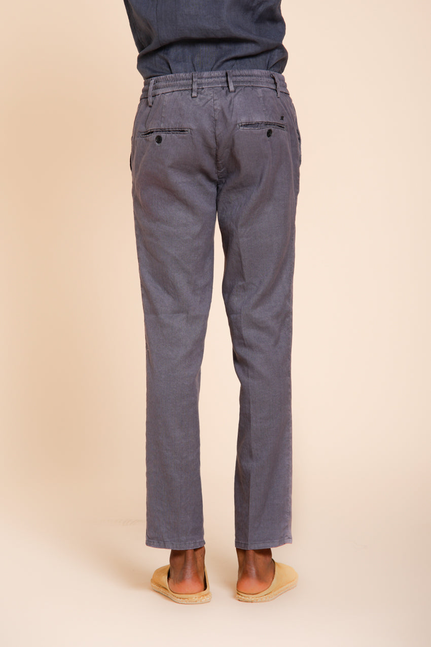 Milano Jogger men's chino pants in linen and cotton twill extra slim fit