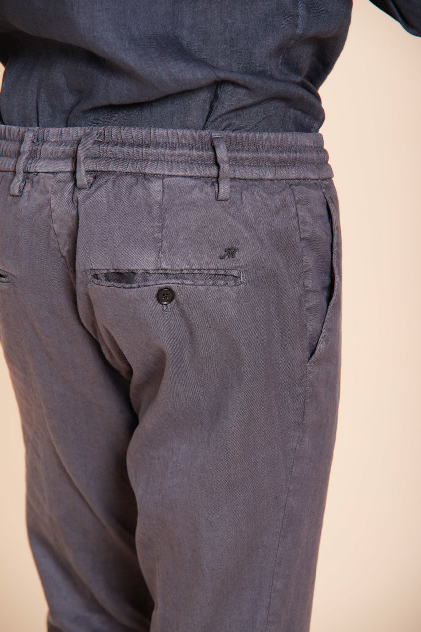 Milano Jogger men's chino pants in linen and cotton twill extra slim fit