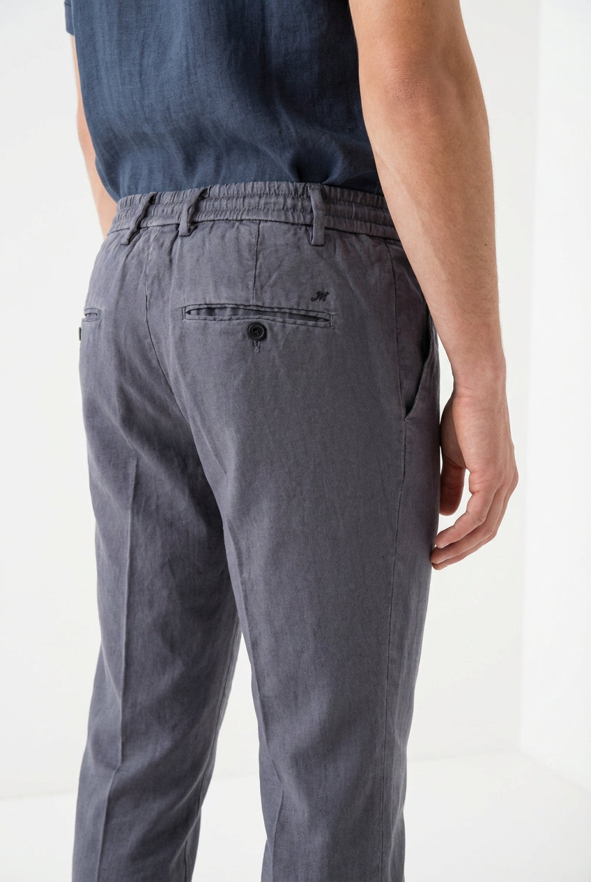 Milano Jogger pantalon chino homme en twill de lin et coton extra slim fit