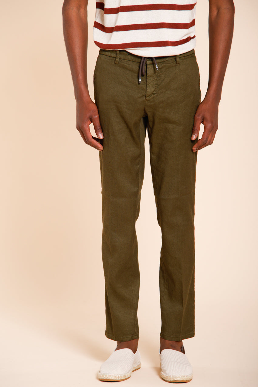 Milano Jogger men's chino pants in linen and cotton twill extra slim fit