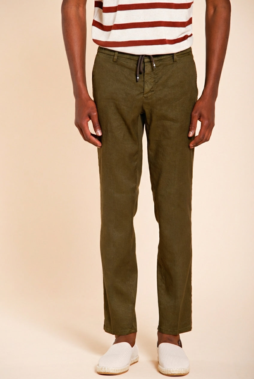 Milano Jogger men's chino pants in linen and cotton twill extra slim fit