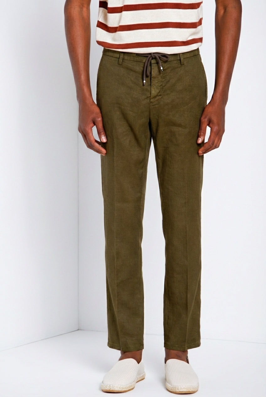 Milano Jogger pantalon chino homme en twill de lin et coton extra slim fit