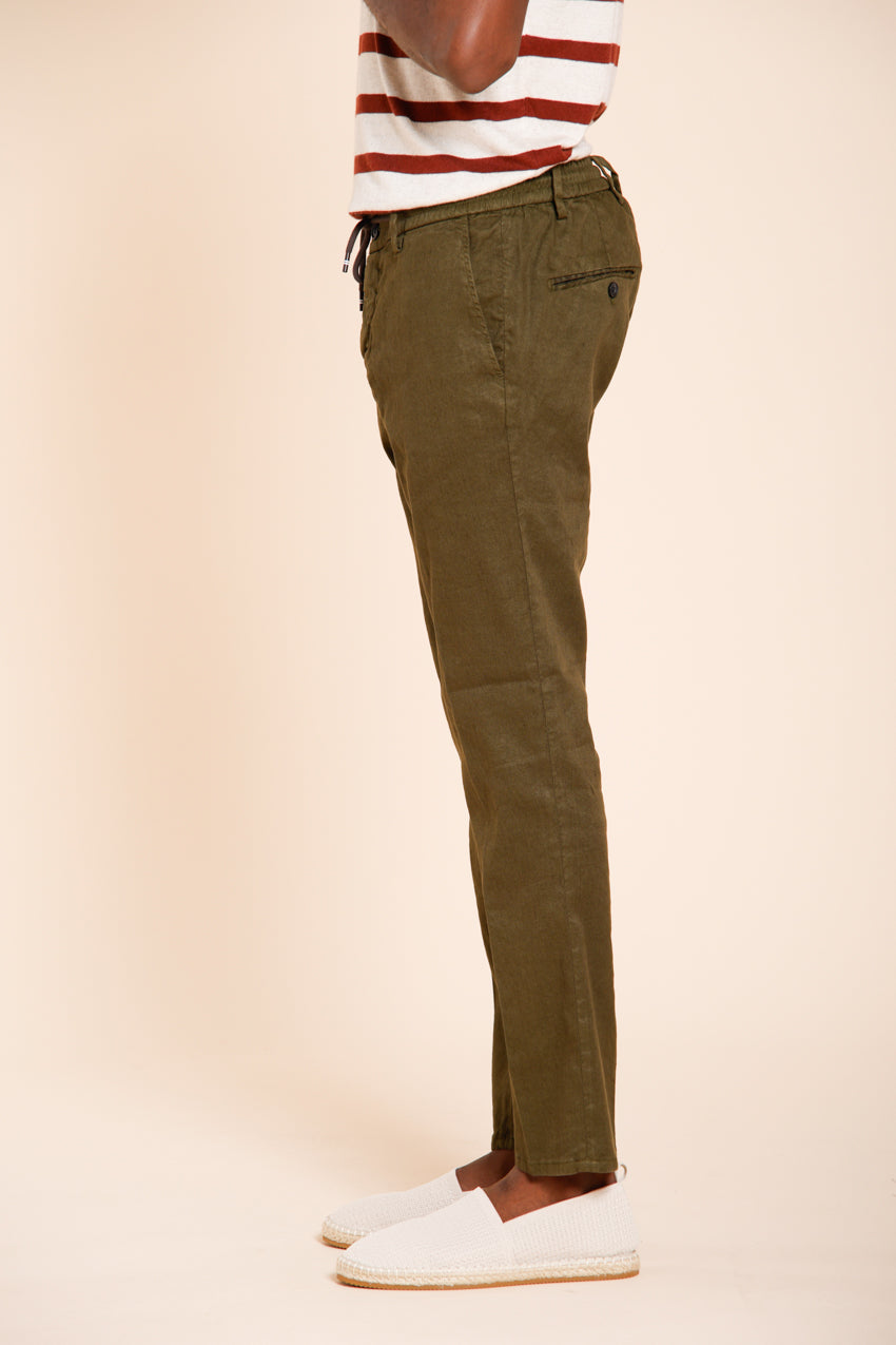 Milano Jogger men's chino pants in linen and cotton twill extra slim fit