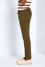 Milano Jogger pantalon chino homme en twill de lin et coton extra slim fit