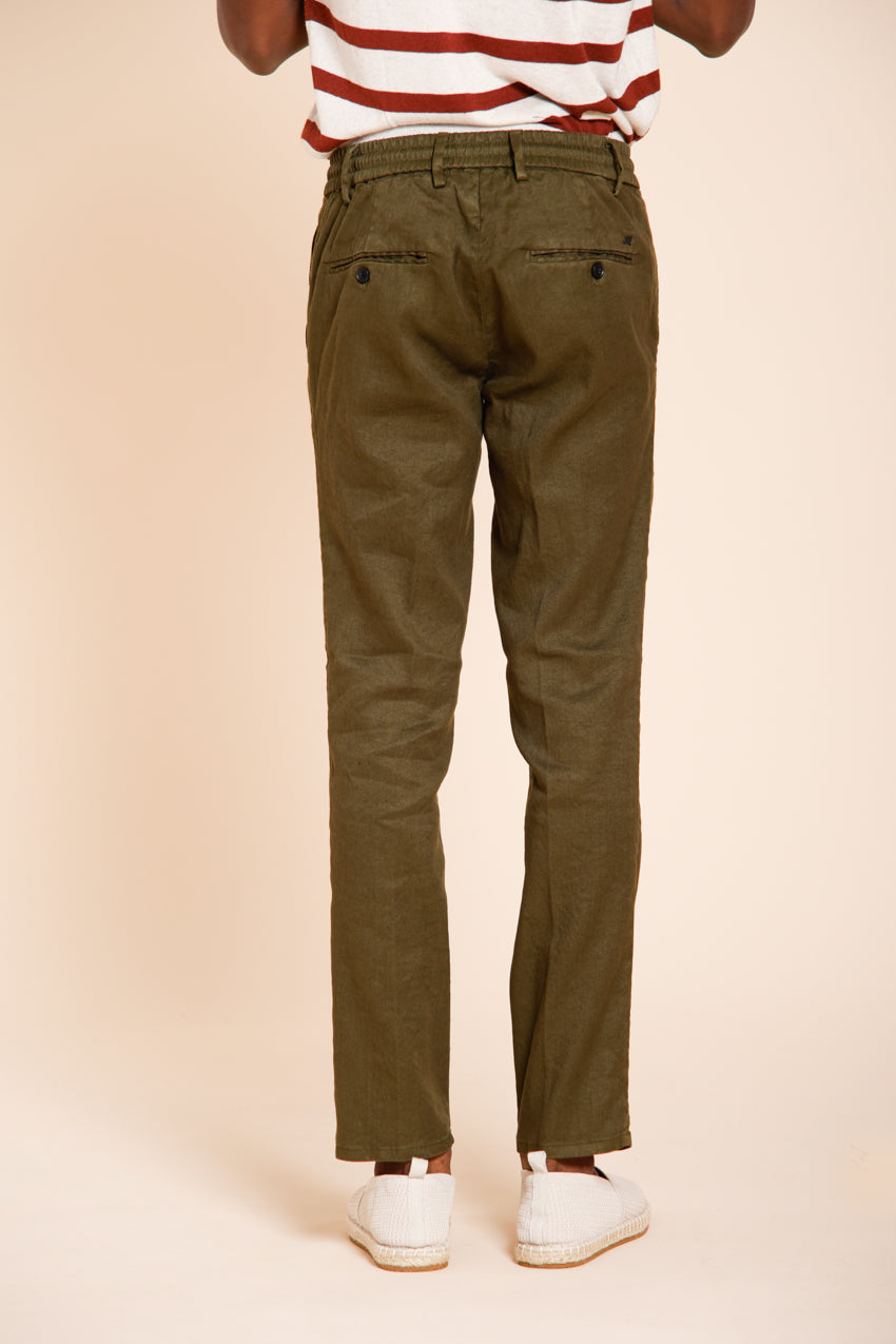 Milano Jogger men's chino pants in linen and cotton twill extra slim fit
