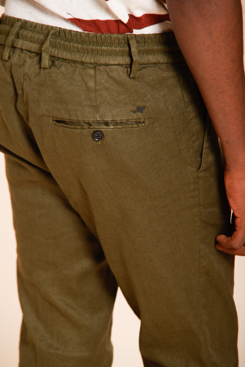Milano Jogger men's chino pants in linen and cotton twill extra slim fit