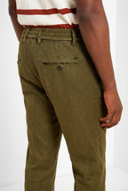 Milano Jogger pantalon chino homme en twill de lin et coton extra slim fit