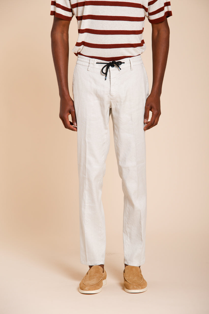 Milano Jogger men's chino pants in linen and cotton twill extra slim fit