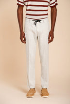 Milano Jogger men's chino pants in linen and cotton twill extra slim fit