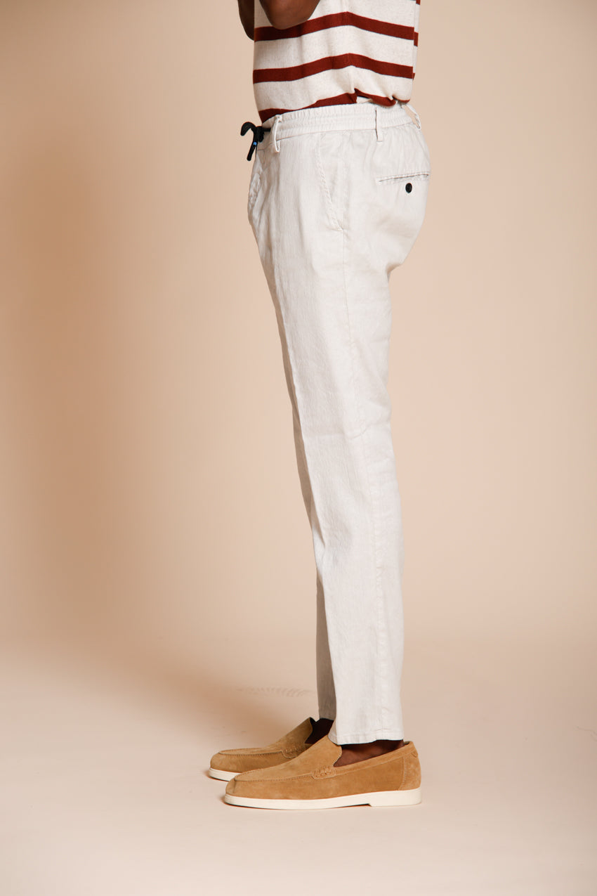 Milano Jogger men's chino pants in linen and cotton twill extra slim fit