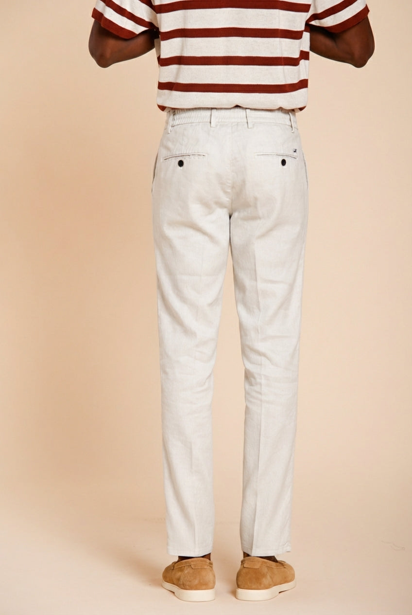 Milano Jogger men's chino pants in linen and cotton twill extra slim fit