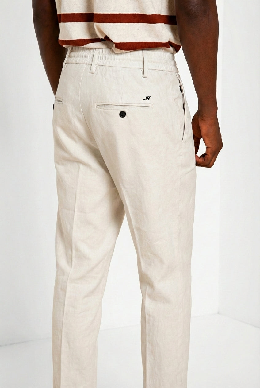 Milano Jogger pantalon chino homme en twill de lin et coton extra slim fit