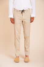 Milano Jogger men's chino pants in linen and cotton twill extra slim fit