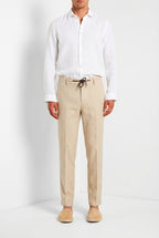 Milano Jogger men's chino pants in linen and cotton twill extra slim fit