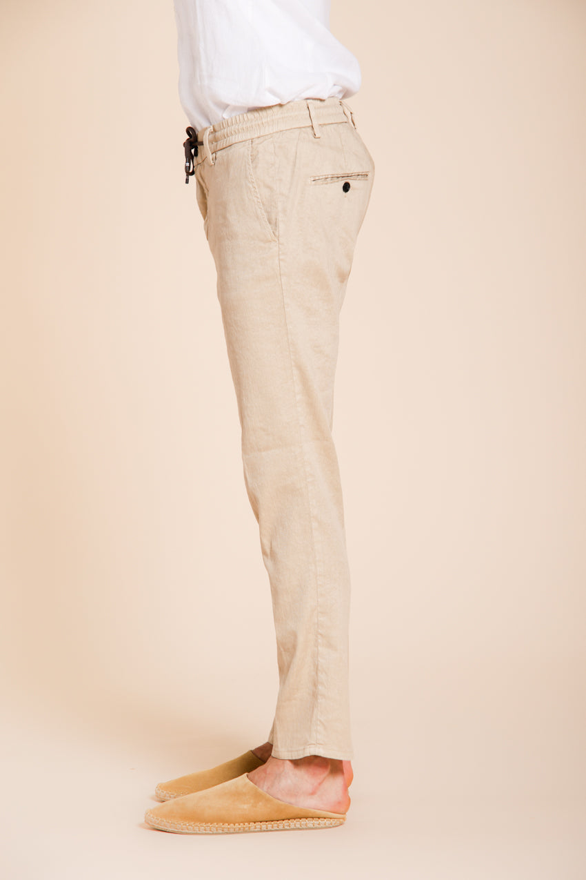 Milano Jogger men's chino pants in linen and cotton twill extra slim fit
