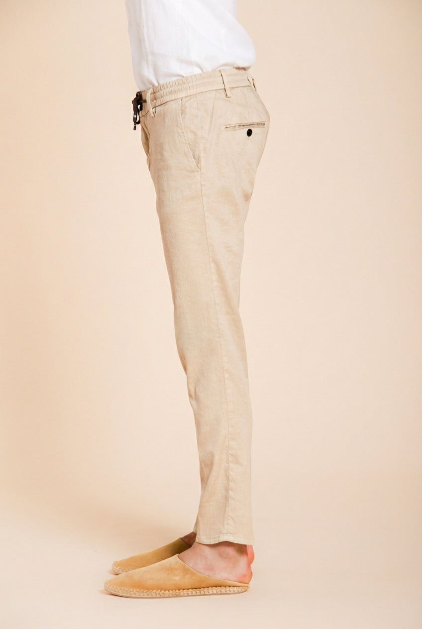 Milano Jogger men's chino pants in linen and cotton twill extra slim fit