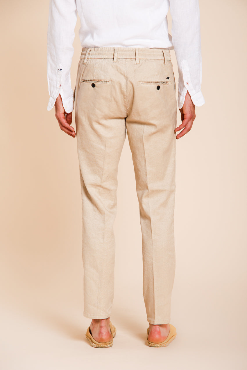 Milano Jogger men's chino pants in linen and cotton twill extra slim fit