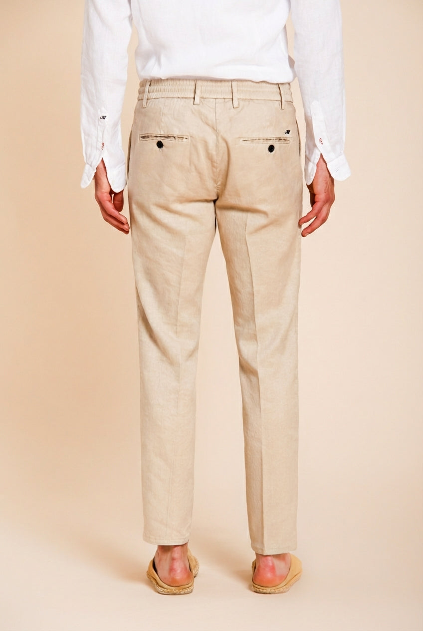 Milano Jogger men's chino pants in linen and cotton twill extra slim fit