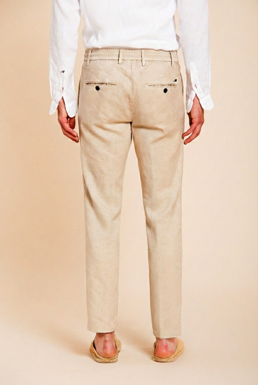 Milano Jogger men's chino pants in linen and cotton twill extra slim fit