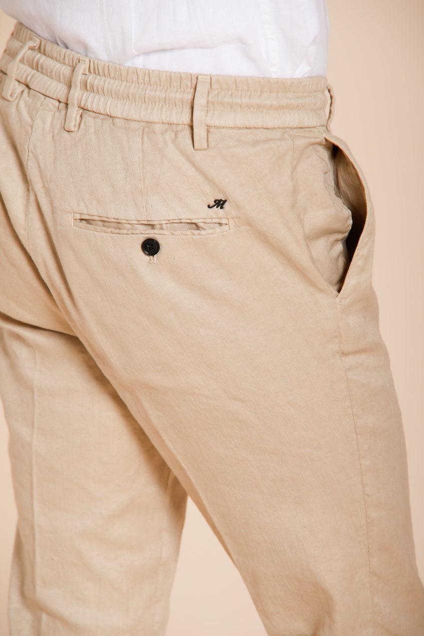 Milano Jogger men's chino pants in linen and cotton twill extra slim fit